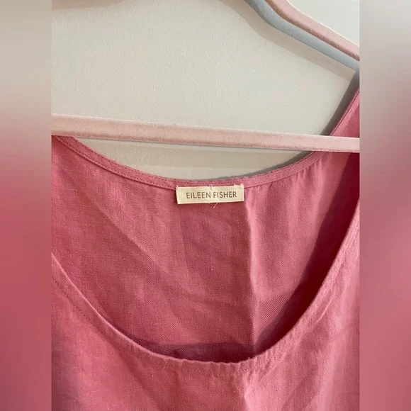 Eileen Fisher 100% Linen Pink Long Dress Sleeveless - Picture 3 of 6